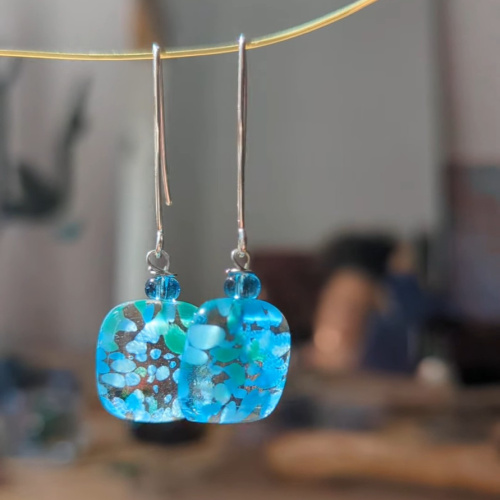 Aegean blue sterling silver long hooks