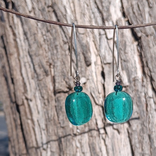 Aegean blue sterling silver long hooks