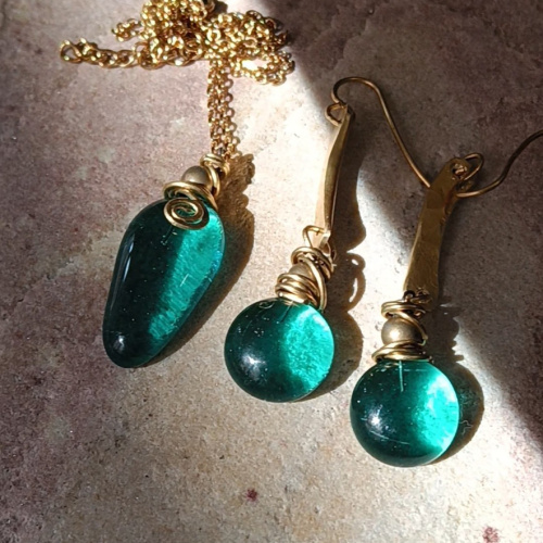 Aquamarina blue jewelry set Viento